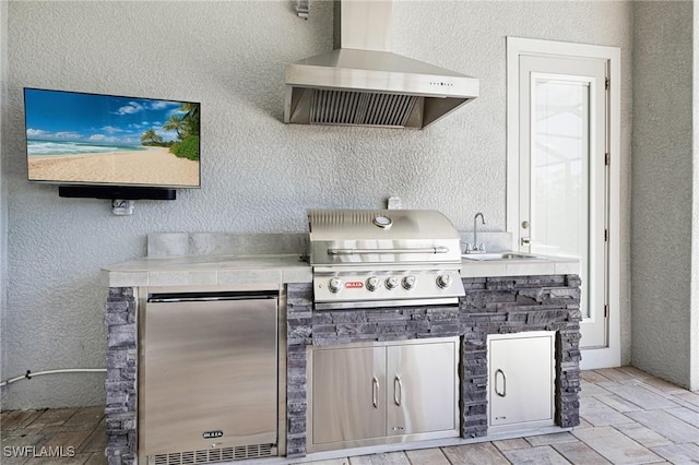 19720 Panther Island Blvd, Estero, FL 33928 - view of patio with a sink, exterior kitchen, and a grill