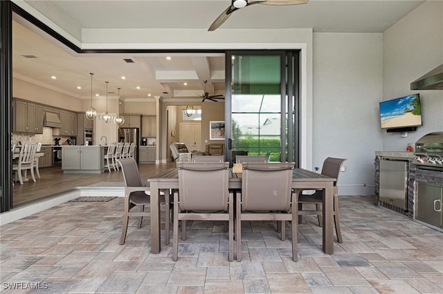 19720 Panther Island Blvd, Estero, FL 33928 - dining space featuring stone tile flooring, recessed lighting, and ceiling fan