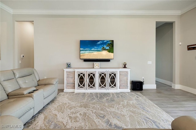 19720 Panther Island Blvd, Estero, FL 33928 - living area with crown molding, baseboards, and wood finished floors
