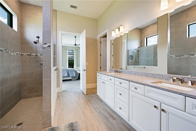 19720 Panther Island Blvd, Estero, FL 33928 - full bathroom with a sink, plenty of natural light, walk in shower, and double vanity