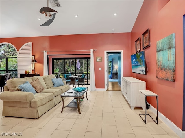 28796 Hunters Ct, Bonita Springs, FL 34135 - living room featuring recessed lighting, baseboards, visible vents, and a healthy amount of sunlight