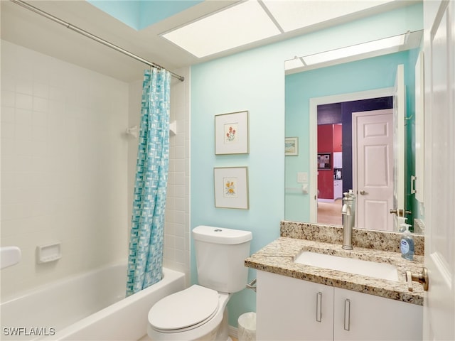 28796 Hunters Ct, Bonita Springs, FL 34135 - bathroom with shower / bath combo with shower curtain, toilet, and vanity