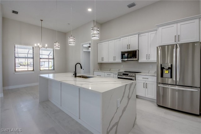10 NW 13th Pl, Cape Coral, FL 33993 - kitchen featuring a sink, white cabinets, stainless steel appliances, and visible vents