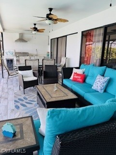 717 SW 49th Ln, Cape Coral, FL 33914 - view of patio featuring outdoor lounge area and a ceiling fan