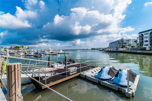 dock area featuring a water view