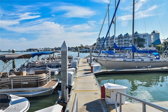 dock area with a water view