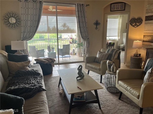 living room with plenty of natural light