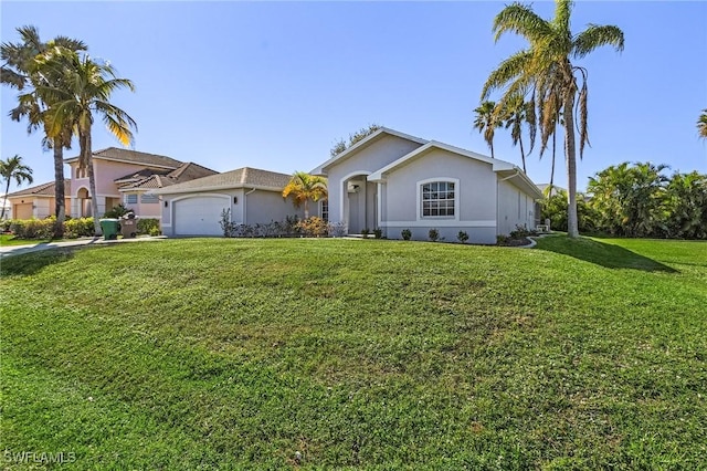 4004 Chiquita Blvd S, Cape Coral, FL 33914 - single story home with stucco siding, a front lawn, and a garage