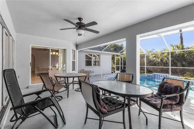 4004 Chiquita Blvd S, Cape Coral, FL 33914 - sunroom / solarium with outdoor dining area and ceiling fan