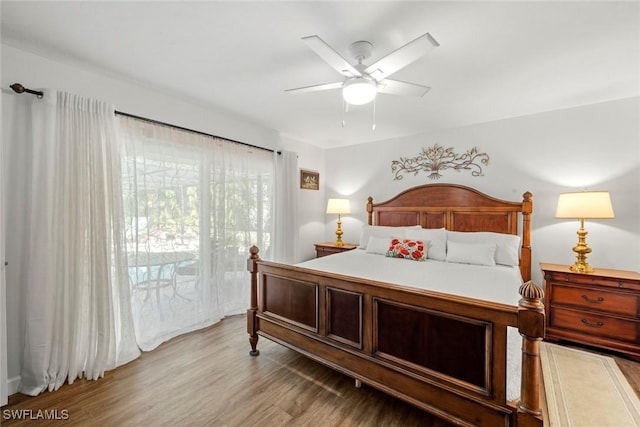 6012 Perthshire Ln, Fort Myers, FL 33908 - bedroom featuring light wood-style floors, access to outside, and ceiling fan