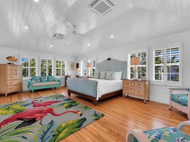 8315 Main St, Bokeelia, FL 33922 - bedroom featuring recessed lighting, wooden ceiling, wood finished floors, lofted ceiling, and visible vents