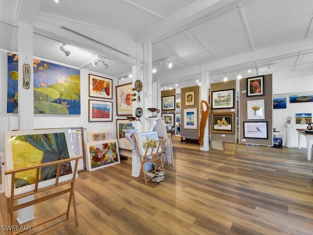 8315 Main St, Bokeelia, FL 33922 - playroom with rail lighting and wood finished floors
