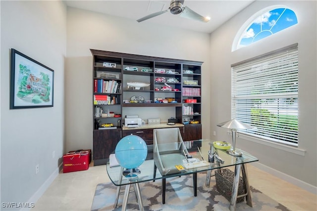 9052 Graphite Cir, Naples, FL 34120 - home office with ceiling fan and baseboards
