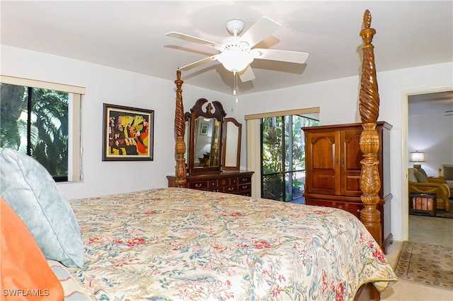 7116 Lakeridge Ct Unit 103, Fort Myers, FL 33907 - bedroom featuring ceiling fan and access to exterior