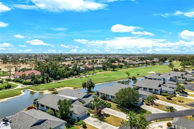 16591 Waters Edge Ct, Fort Myers, FL 33908 - bird's eye view featuring a water view, a residential view, and golf course view