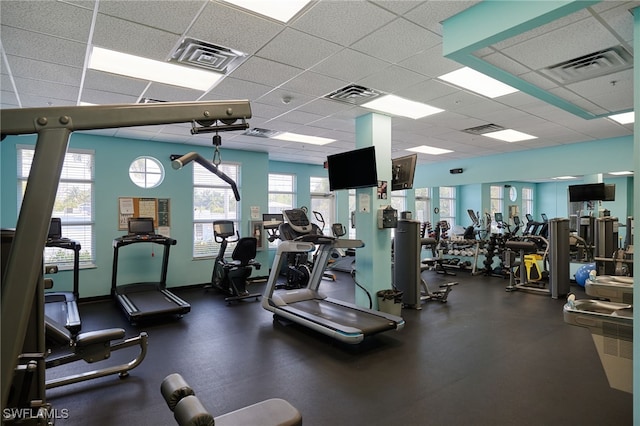 2743 1st St Unit 2001, Fort Myers, FL 33916 - workout area featuring visible vents and a drop ceiling