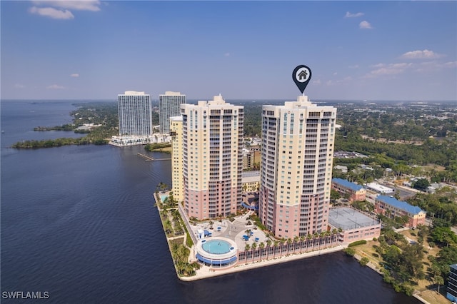 2743 1st St Unit 2001, Fort Myers, FL 33916 - bird's eye view with a water view and a view of city