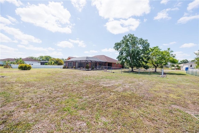 view of yard with a fenced backyard