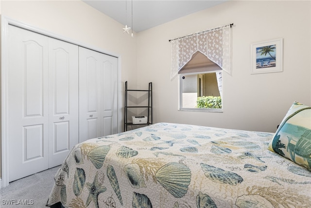 bedroom with a closet and carpet