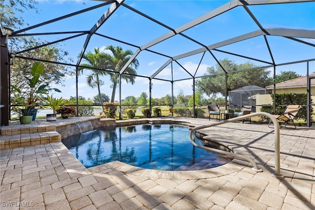pool featuring a patio area and a lanai