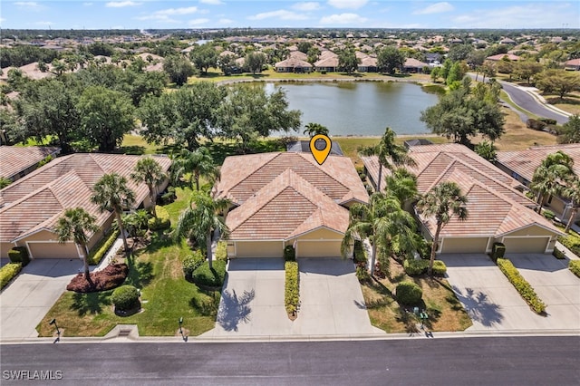 bird's eye view featuring a water view
