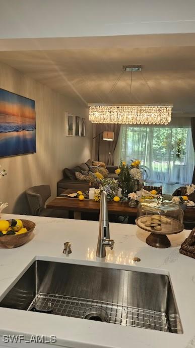 interior space featuring light countertops and a sink