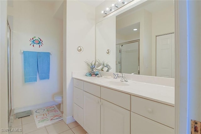 4690 Turnberry Lake Dr Unit 104, Estero, FL 33928 - full bathroom featuring tile patterned flooring, a shower stall, vanity, baseboards, and toilet