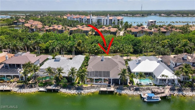 10371 Via Anacapri Ct, Miromar Lakes, FL 33913 - bird's eye view featuring a water view and a residential view