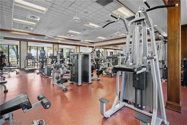 10371 Via Anacapri Ct, Miromar Lakes, FL 33913 - exercise room featuring a paneled ceiling and visible vents