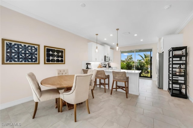 28306 Captiva Shell Loop, Bonita Springs, FL 34135 - dining space featuring crown molding, recessed lighting, and baseboards