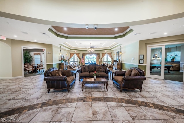 building lobby featuring ornamental molding and recessed lighting
