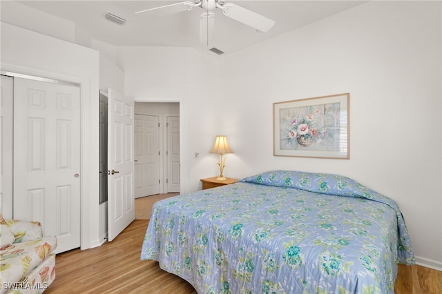 14572 Bellino Ter Unit 202, Bonita Springs, FL 34135 - bedroom featuring wood finished floors, ceiling fan, and a closet