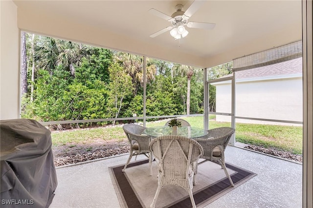 23061 Grassy Pine Dr, Estero, FL 33928 - sunroom / solarium with a ceiling fan and outdoor dining space