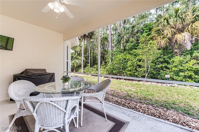 23061 Grassy Pine Dr, Estero, FL 33928 - view of patio with a ceiling fan and outdoor dining area