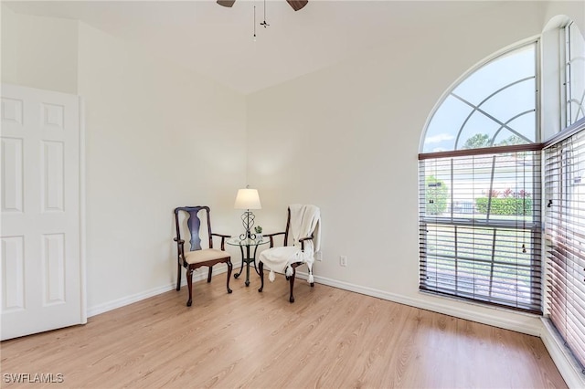 23061 Grassy Pine Dr, Estero, FL 33928 - sitting room featuring baseboards, ceiling fan, and wood finished floors
