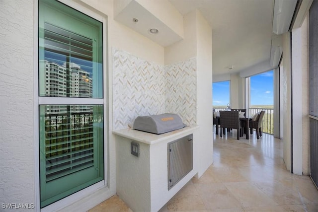 corridor featuring beverage cooler