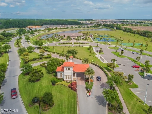 bird's eye view featuring a water view