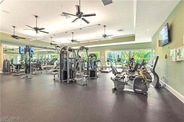 11716 Avingston Ter, Fort Myers, FL 33913 - workout area featuring ceiling fan and baseboards