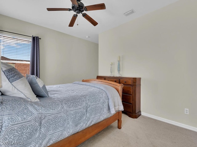 12156 Ledgewood Cir, Fort Myers, FL 33913 - bedroom with baseboards, a ceiling fan, visible vents, and carpet