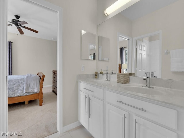 12156 Ledgewood Cir, Fort Myers, FL 33913 - ensuite bathroom featuring ensuite bathroom, ceiling fan, a sink, and double vanity