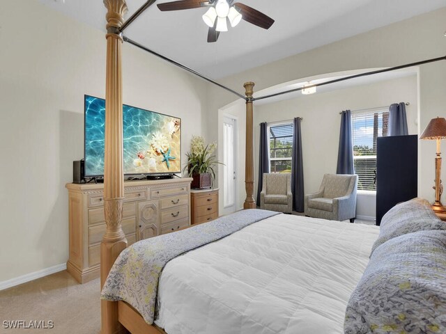 12156 Ledgewood Cir, Fort Myers, FL 33913 - bedroom featuring baseboards, ceiling fan, and light colored carpet