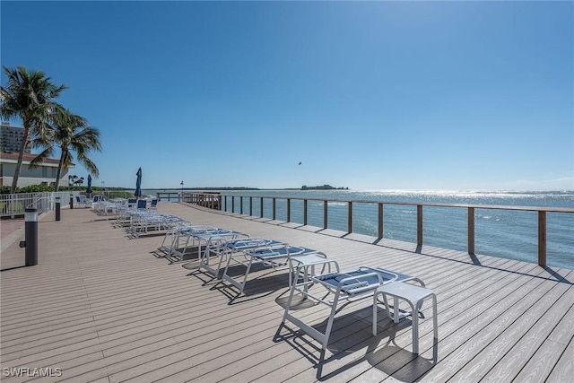 wooden deck with a water view