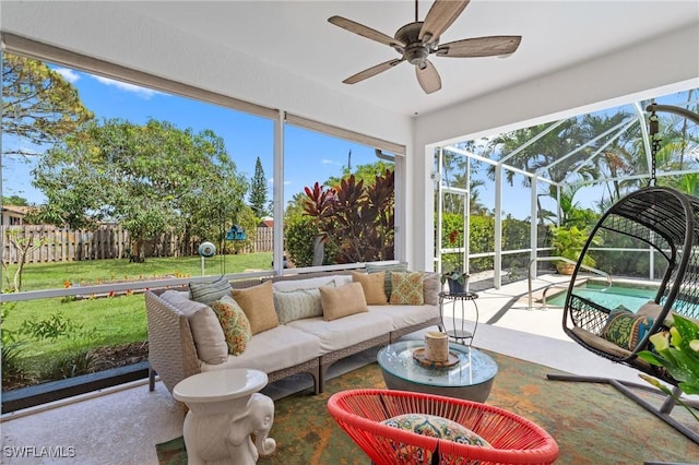 636 102nd Ave N, Naples, FL 34108 - sunroom featuring ceiling fan and an outdoor living space