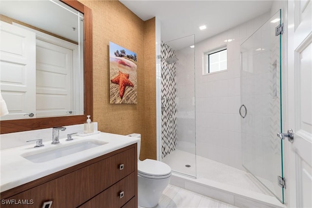4931 Bonita Bay Blvd Unit 601, Bonita Springs, FL 34134 - full bathroom featuring vanity, a stall shower, and toilet