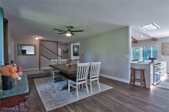 3690 27th Ave SW, Naples, FL 34117 - dining room with stairs, a ceiling fan, baseboards, and wood finished floors