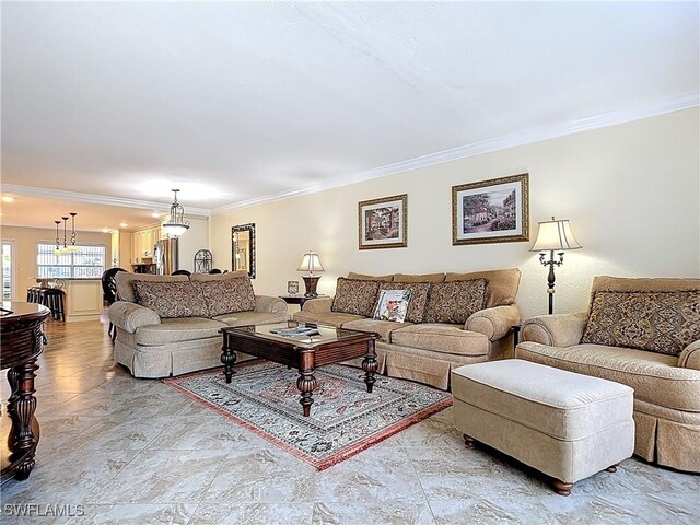 4211 SE 19th Pl Unit 1C, Cape Coral, FL 33904 - living room featuring crown molding
