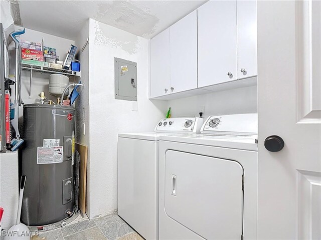 4211 SE 19th Pl Unit 1C, Cape Coral, FL 33904 - laundry room with cabinet space, washing machine and dryer, electric water heater, and electric panel