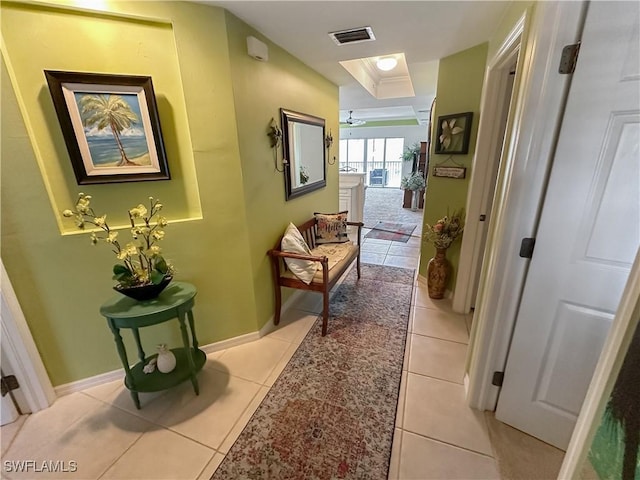 1787 Four Mile Cove Pkwy Unit 431, Cape Coral, FL 33990 - corridor with light tile patterned floors, visible vents, and a raised ceiling