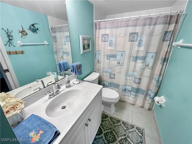 1787 Four Mile Cove Pkwy Unit 431, Cape Coral, FL 33990 - full bathroom with vanity, toilet, a shower with shower curtain, and tile patterned floors