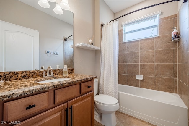 2094 Satsuma Ln, Naples, FL 34120 - full bathroom featuring toilet, shower / bathtub combination with curtain, and vanity